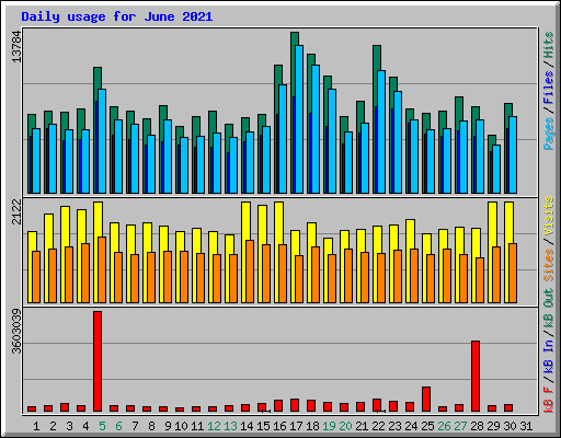 Daily usage for June 2021